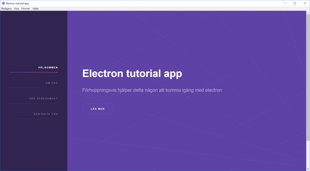 electron tutorial app windows - translated to swedish