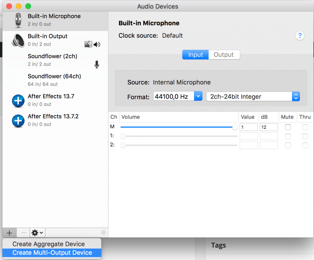 Audio midi setup