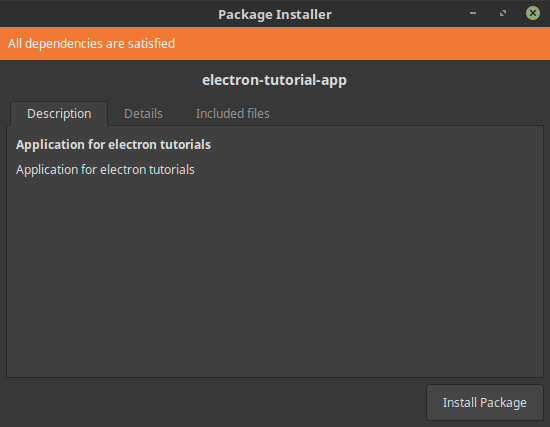 Electron tutorial app - debian package installer